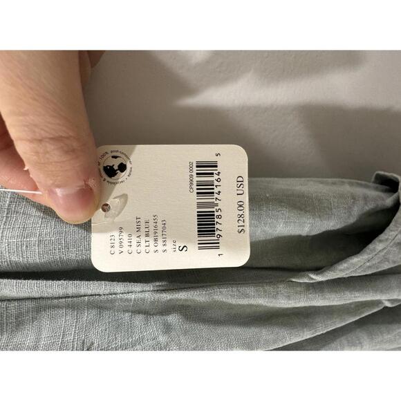 NWT Free People Drifting Dreams Sea Mist Blue Linen Jumpsuit- Size Small - Picture 8 of 9